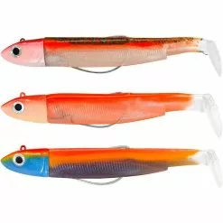 ESCA ARTIFICIALE MORBIDA FIIISH MAXI COMBO BLACK MINNOW 120 + TESTE PIOMBATE OFF-SHORE