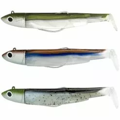 ESCA ARTIFICIALE MORBIDA FIIISH MAXI COMBO BLACK MINNOW 140 + TESTE PIOMBATE OFF-SHORE