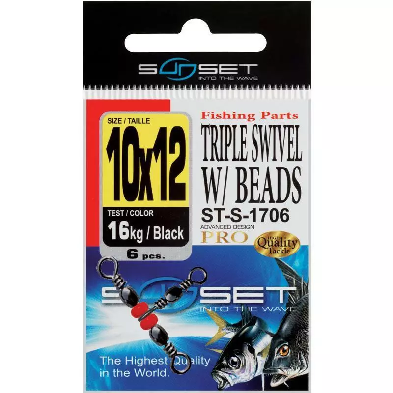 GIRELLA ROTATORIO MARE SUNSET TRIPLE SWIVEL W / BEADS ST-S-1706 3 GIRELLA ROTATORIO MARE SUNSET TRIPLE SWIVEL W / BEADS ST-S-1706